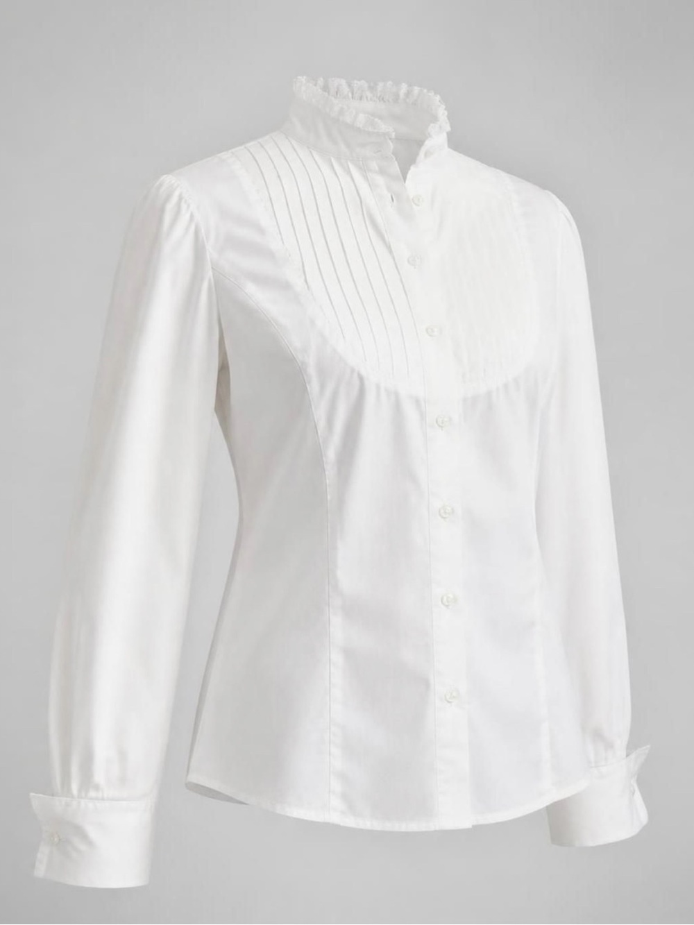 ANTONIO MELANI Vintage White Ruffled Pintuck Button-Down Blouse size M